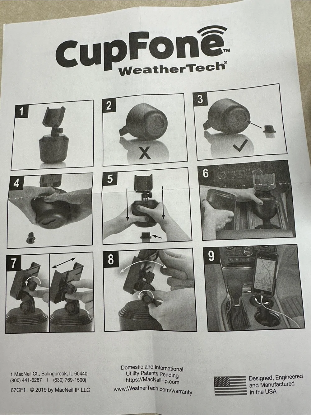 WeatherTech CupFone Boat/Golf Cart/Car Mount Phone Holder. Universal Design New